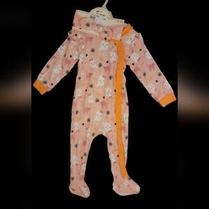 Kids Pink Halloween One-Piece with Orange Trim and Headband